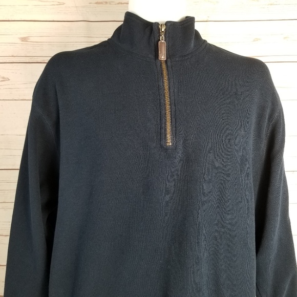 Roundtree And Yorke Men's 1/4 Zip Large Navy Blue - Picture 5 of 8